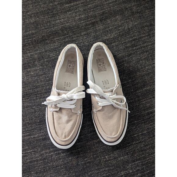 CONVERSE One Star Beige Tan Canvas Boat Shoes Style Mens Size 8.5 Casual Slip On - Picture 1 of 13
